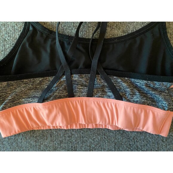 Pink Victoria's‎ Secret Strappy Back Sports Workout Bra Women Small Peach/Black - Picture 4 of 6
